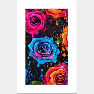 Rainbow flowers Posters and Art